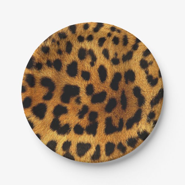 stylish girly chic safari animal print leopard paper plates (Front)
