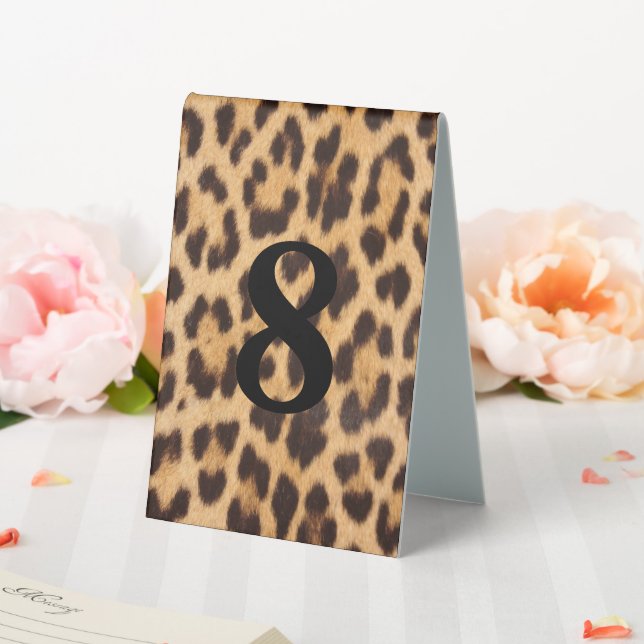 stylish girly chic safari animal print leopard table tent (In SItu (Wedding))