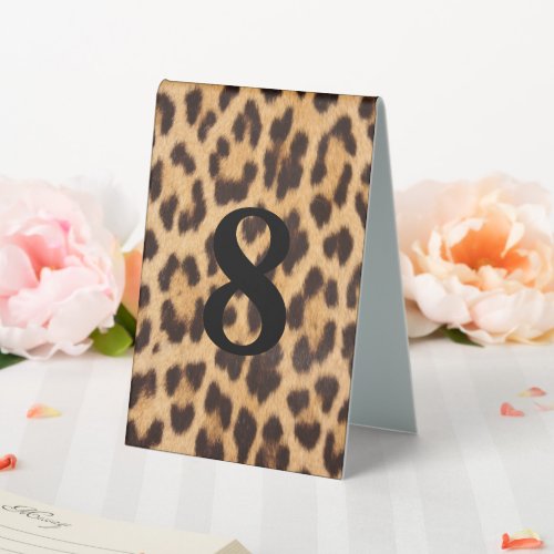 stylish girly chic safari animal print leopard table tent sign