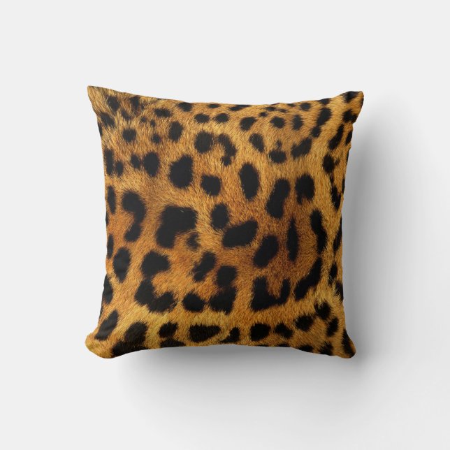 stylish girly chic safari animal print leopard throw pillow (Front)