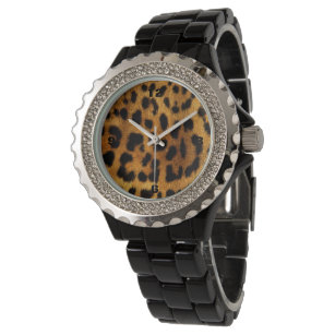stylish girly chic safari animal print leopard watch
