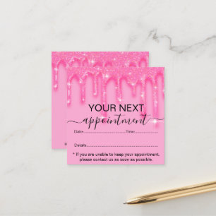 Stylish Girly Dripping Pink Glitter Appointment  Card