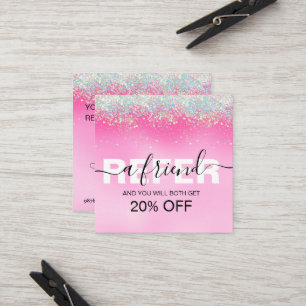 Stylish Girly Dripping Pink Glitter Referral Card