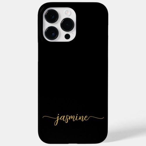 Stylish Girly Minimalist Black Gold Name Script Case_Mate iPhone 14 Pro Max Case