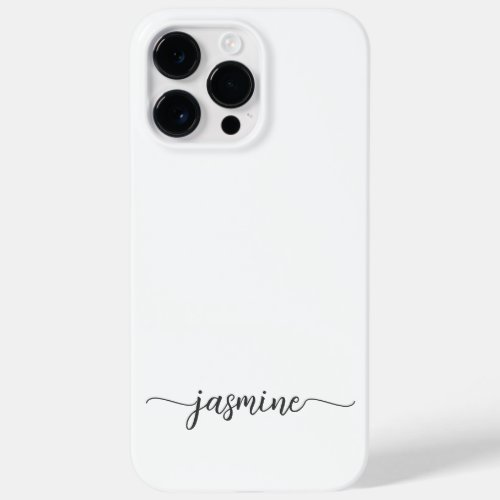 Stylish Girly Minimalist White Name Script Case_Mate iPhone 14 Pro Max Case