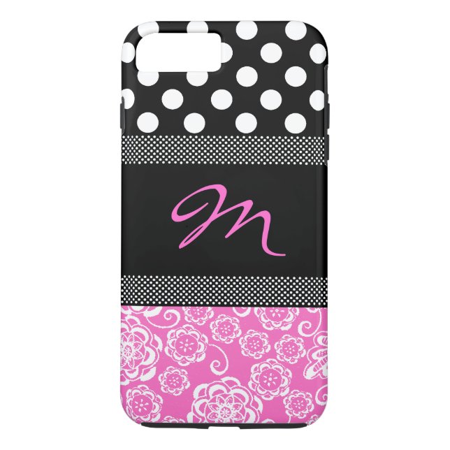 Stylish Girly Monogram iPhone 7 Plus Case (Back)