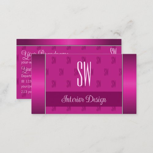 Stylish Girly Pink Chic with Initials Professional Business Card