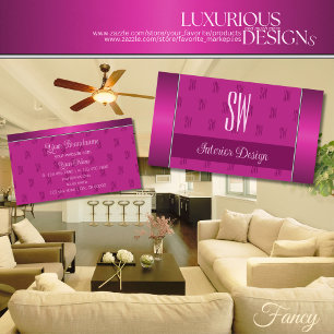 Stylish Girly Pink Chic with Monogram Professional Business Card