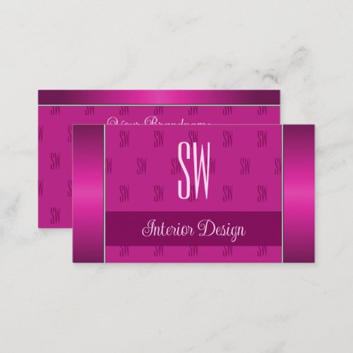 Stylish Girly Pink Chic with Monogram Professional Business Card