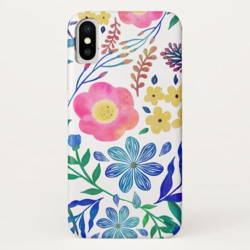 Stylish girly pink flowers hand paint design iPhone x case