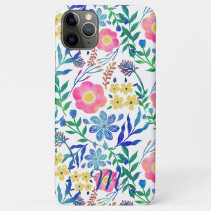 Stylish girly pink flowers hand paint design iPhone 11 pro max case