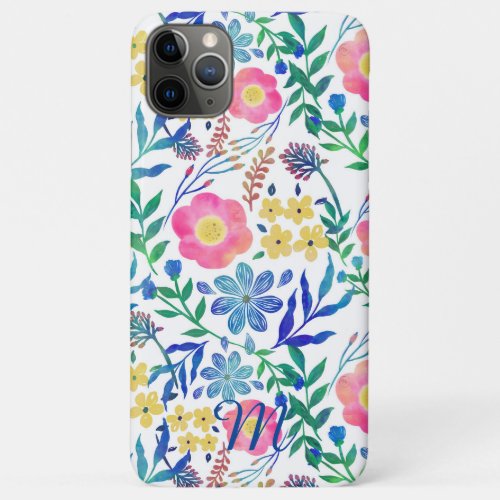 Stylish girly pink flowers hand paint design iPhone 11 pro max case