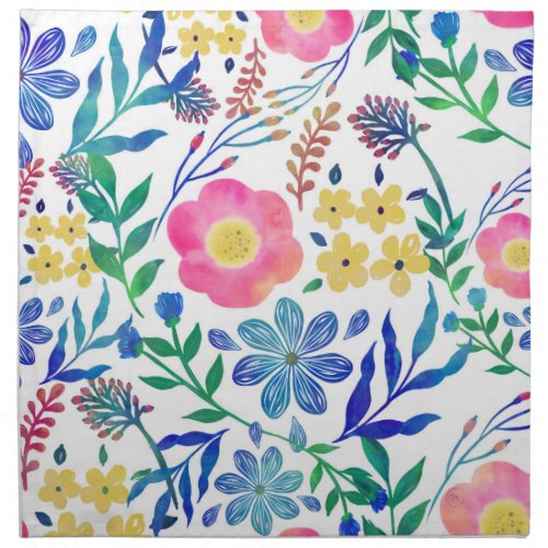 Stylish girly pink flowers hand paint design cloth napkin
