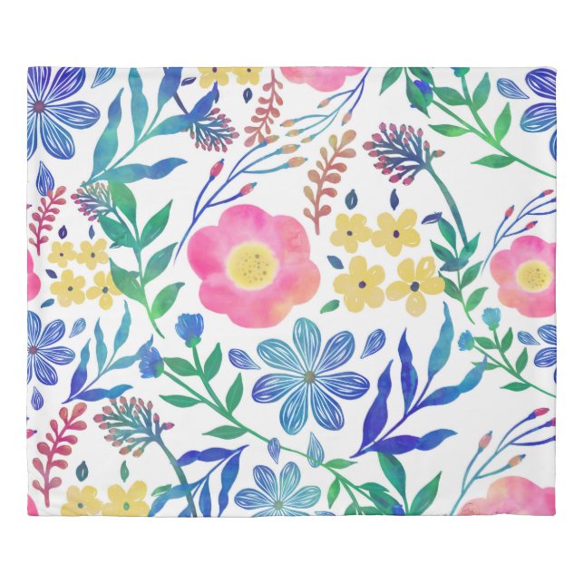Stylish girly pink flowers hand paint design duvet cover (Front)
