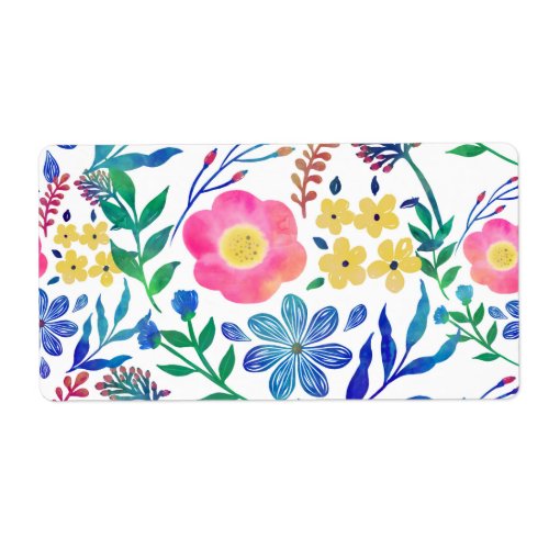 Stylish girly pink flowers hand paint design label