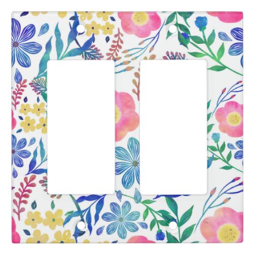 Stylish girly pink flowers hand paint design light switch cover