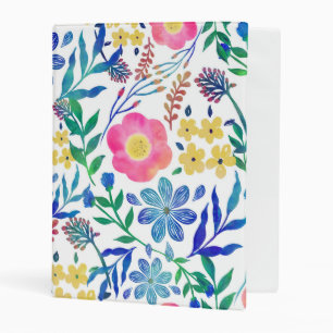 Stylish girly pink flowers hand paint design mini binder