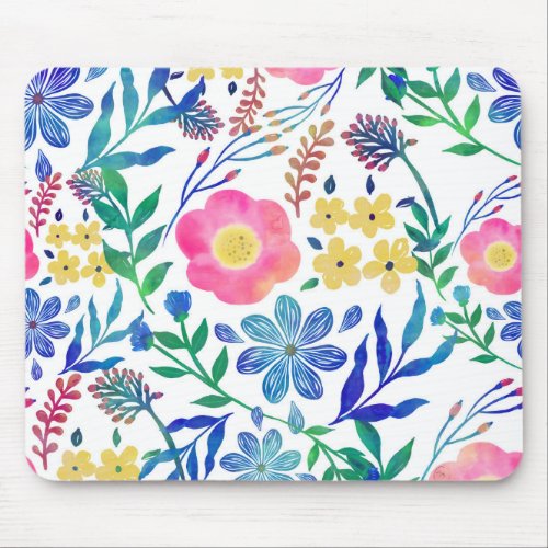 Stylish girly pink flowers hand paint design mouse pad