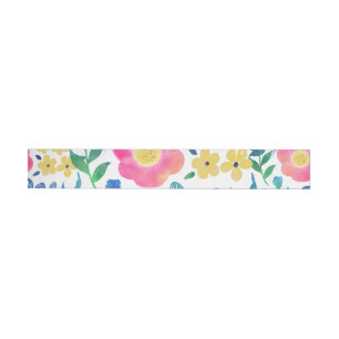 Stylish girly pink flowers hand paint design wrap around label