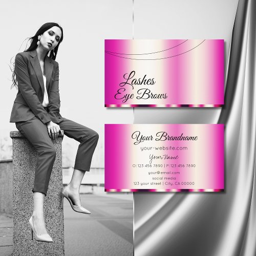 Stylish Girly Pink Glamorous Modern and Simple Business Card