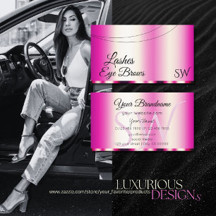 Stylish Girly Pink Glamorous with Initials Modern Business Card