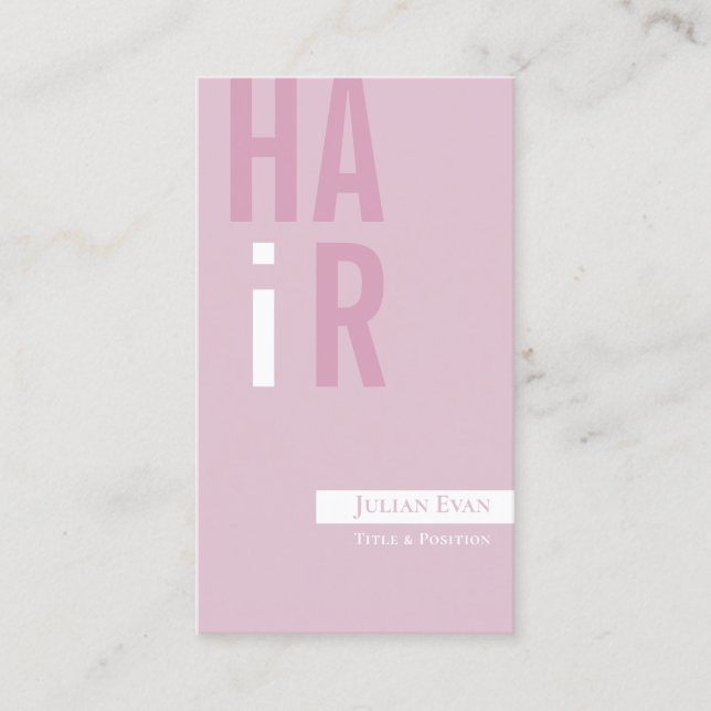 Stylish Girly Pink Hairdresser Business Card (Front)