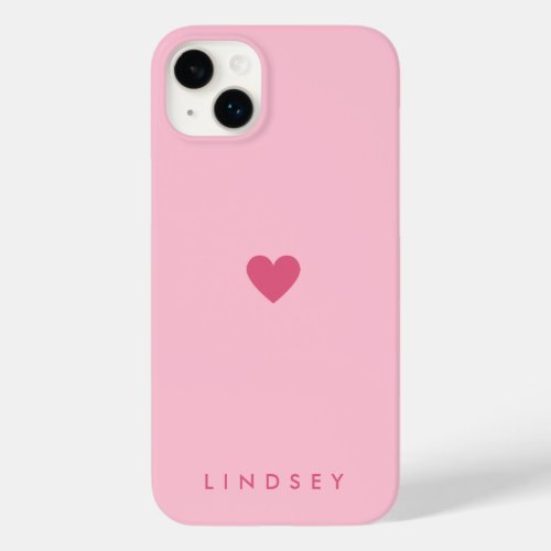 Stylish Girly Pink Heart and Name Case_Mate iPhone 14 Plus Case