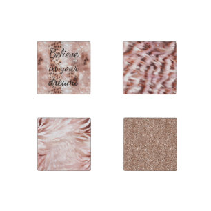 Stylish Girly Pink Rose Gold Leopard Glitz Stone Magnet