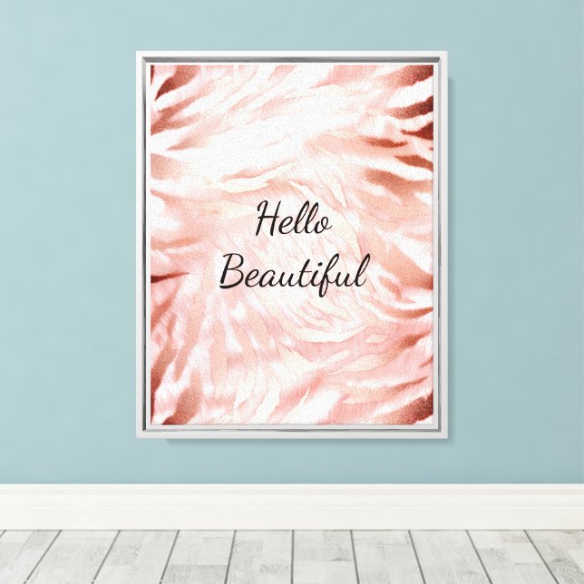 Stylish Girly Pink Rose Gold Zebra Glam Glitz  Canvas Print (Insitu(Wood Floor))