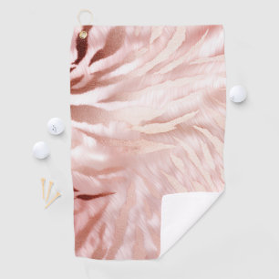 Stylish Girly Pink Rose Gold Zebra Glam Glitz Golf Towel