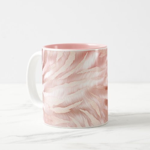 Stylish Girly Pink Rose Gold Zebra Glam Glitz  Two_Tone Coffee Mug