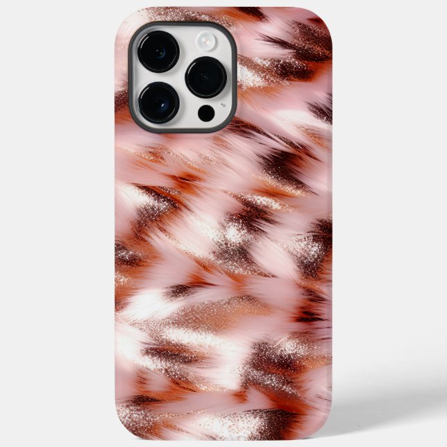 Stylish Girly Pink Rose Gold Zebra Glitz  Case-Mate iPhone Case (Back)