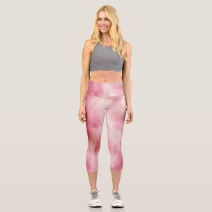 Stylish Girly Pink White Animal Capri Leggings