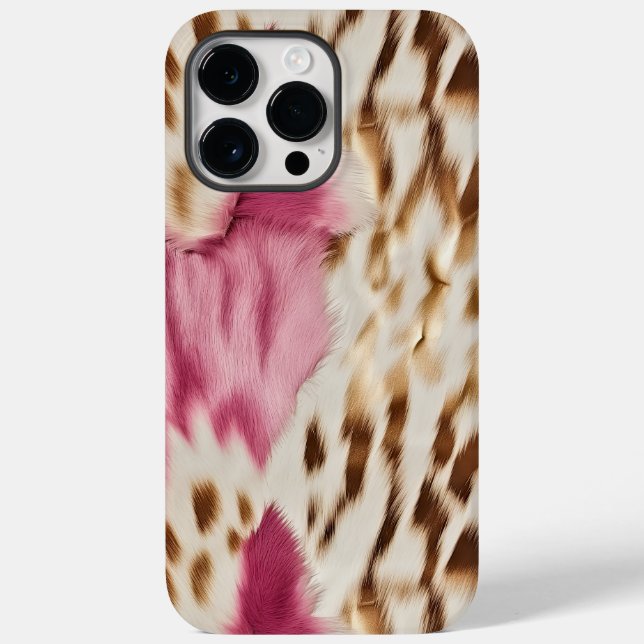 Stylish Girly Pink White Gold Zebra Case-Mate iPhone Case (Back)