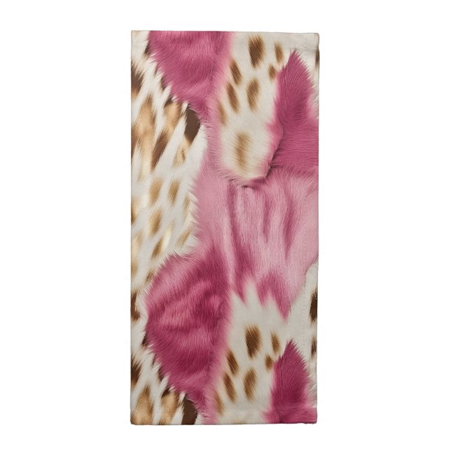Stylish Girly Pink White Gold Zebra Cloth Napkin (Half Fold)