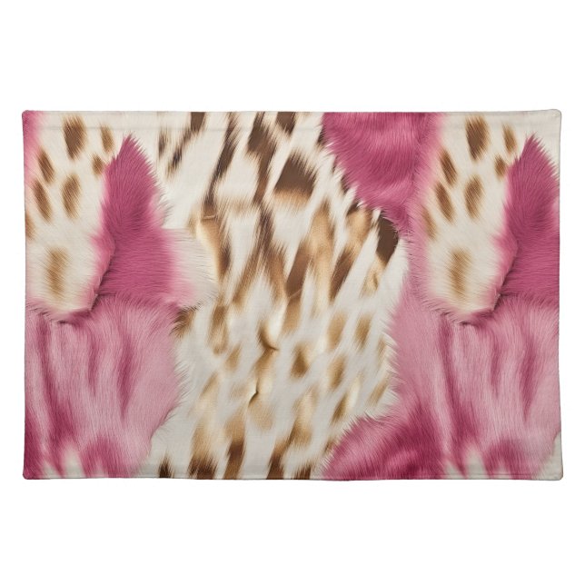 Stylish Girly Pink White Gold Zebra Cloth Placemat (Front)