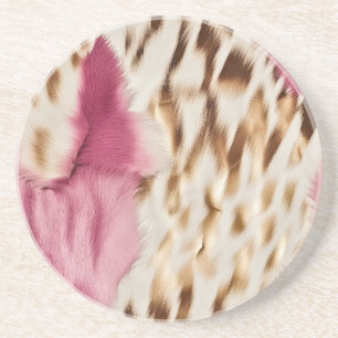 Stylish Girly Pink White Gold Zebra Coaster