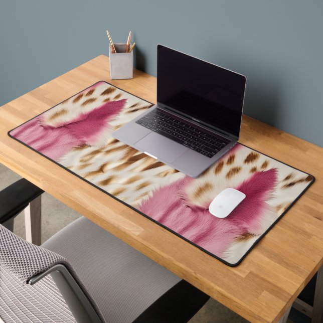 Stylish Girly Pink White Gold Zebra  Desk Mat (Office 2)