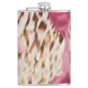 Stylish Girly Pink White Gold Zebra Flask