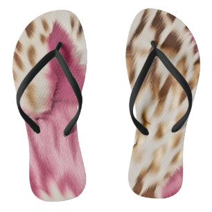 Stylish Girly Pink White Gold Zebra Flip Flops