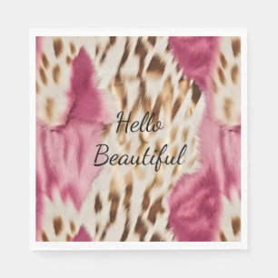 Stylish Girly Pink White Gold Zebra Napkins