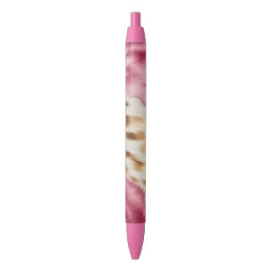 Stylish Girly Pink White Gold Zebra Pen