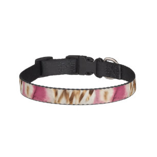 Stylish Girly Pink White Gold Zebra Pet Collar