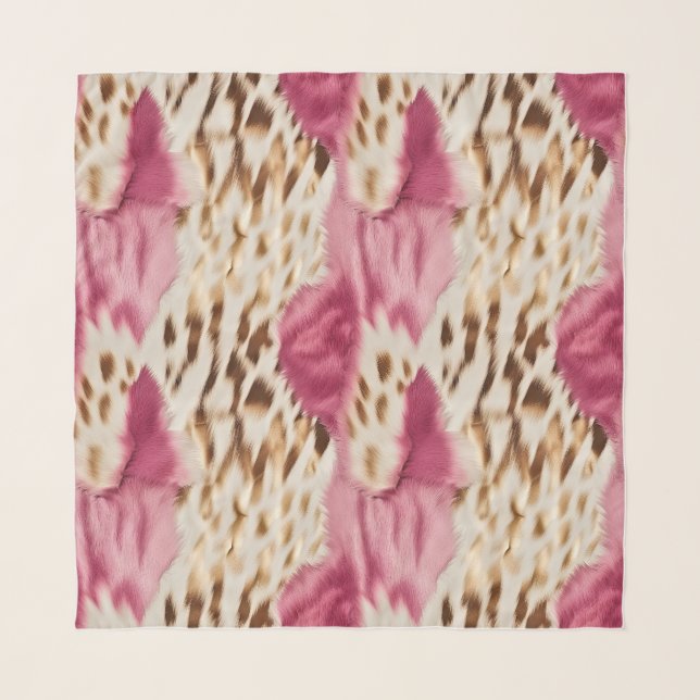 Stylish Girly Pink White Gold Zebra Scarf (Front)