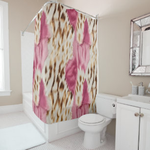 Stylish Girly Pink White Gold Zebra Shower Curtain