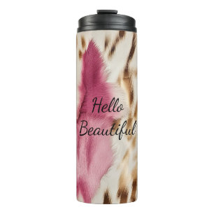 Stylish Girly Pink White Gold Zebra Thermal Tumbler