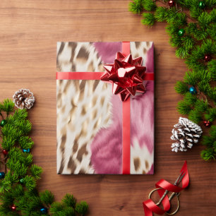 Stylish Girly Pink White Gold Zebra Wrapping Paper