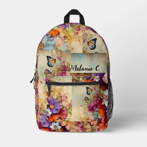 Stylish Girly Quilted Floral Pattern Backpack