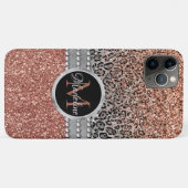 Stylish Girly Rose Gold Glitter Leopard  Monogram Case-Mate iPhone Case (Back (Horizontal))