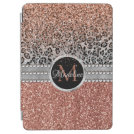 Stylish Girly Rose Gold Glitter Leopard Monogram iPad Air Cover Stylish Girly Rose Gold Glitter Leopard Monogram iPad Air Cover